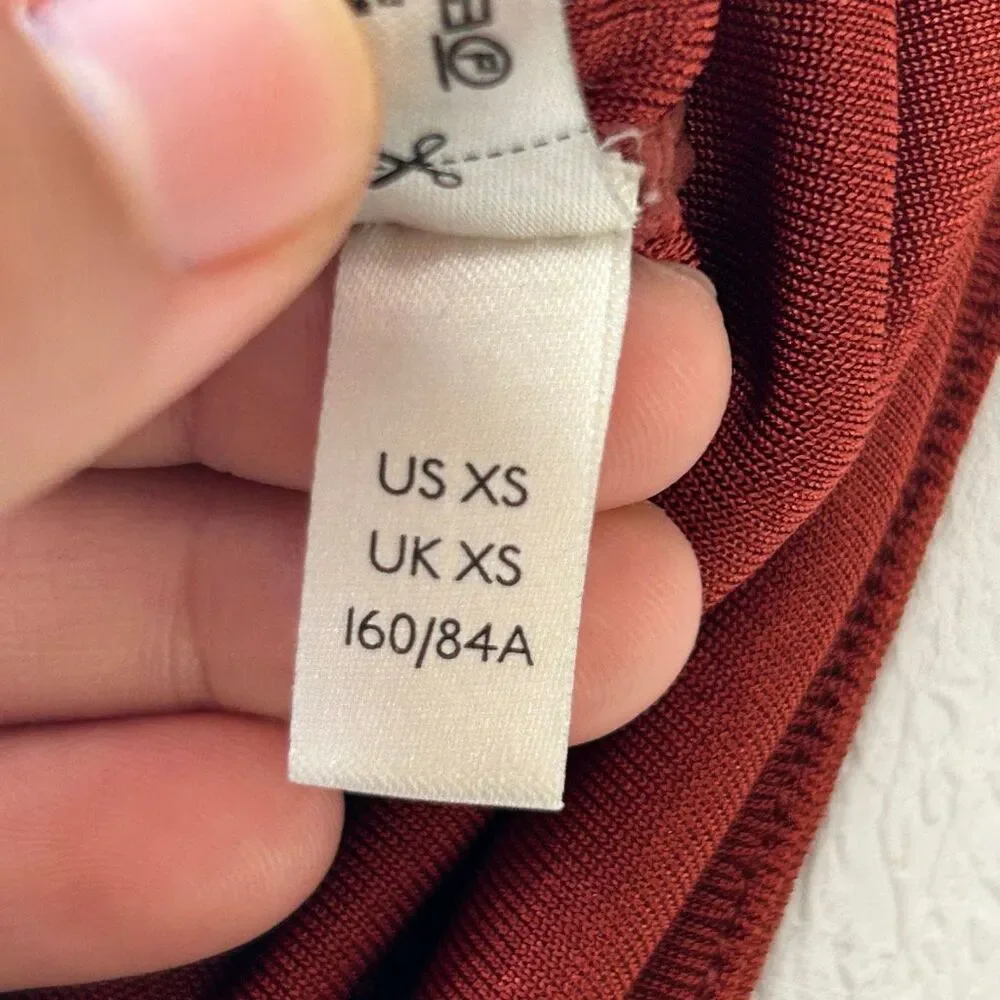 Free People XS Rust Ruched Bodysuit Bell Sleeve Boho Y2K Top